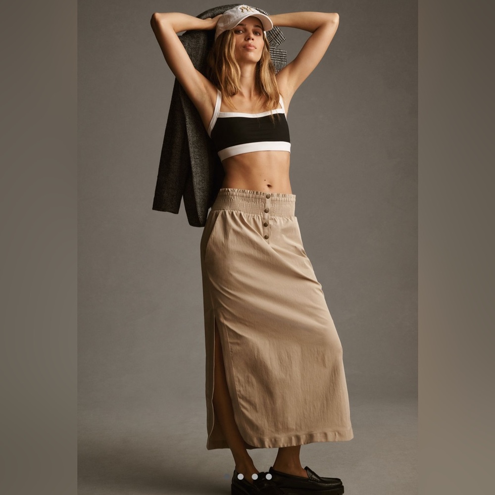 NWT! Anthropologie Pull-on Smocked Pencil Maxi Skirt